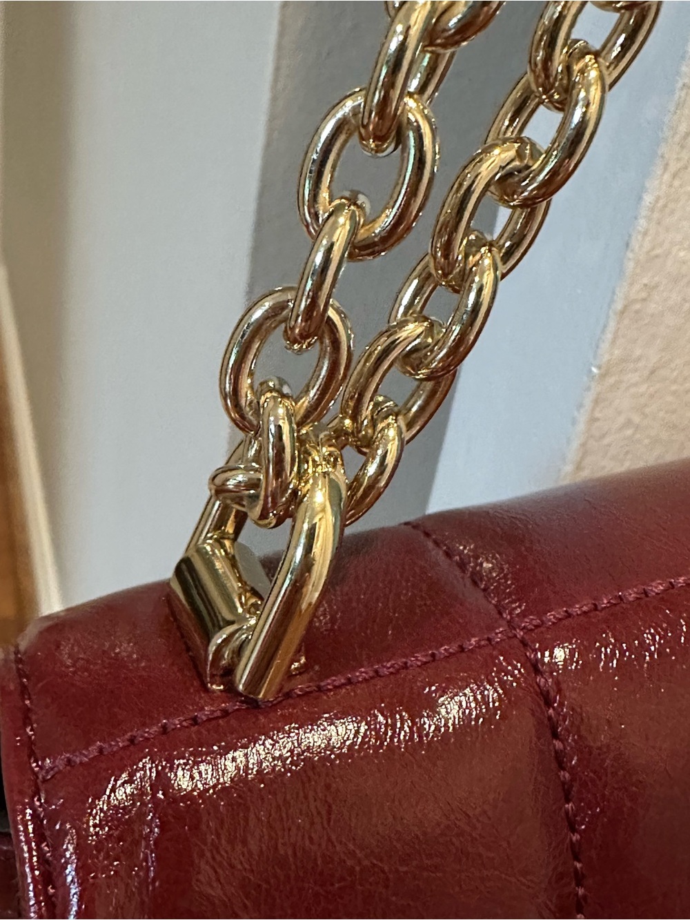 Michael Kors Extra Large Soho Quilted Berry Color Leather Chain Shoulder Bag – - Picture 9 of 10